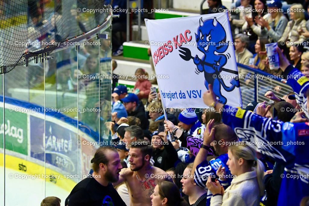 EC IDM Wärmepumpen VSV vs. EC KAC  | Transparent Scheiss KAC, EC VSV Fanclub, EC IDM Wärmepumpen VSV vs. EC KAC , EC IDM Wärmepumpen VSV vs. EC KAC  am 27.10.2024 in Villach (Stadthalle Villach), Austria, (Photo by Bernd Stefan)