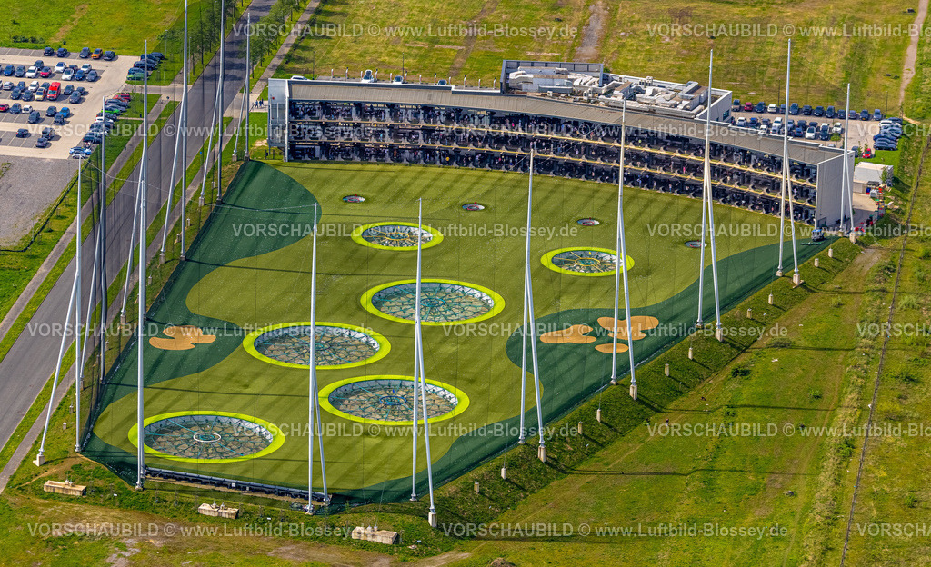 Oberhausen240401195 | Luftbild, Topgolf Oberhausen Anlage, große Unterhaltunggolfanlage mit modern ausgestatteter Driving Range am Westfield Centro Einkaufszentrum, Borbeck, Oberhausen, Ruhrgebiet, Nordrhein-Westfalen, Deutschland