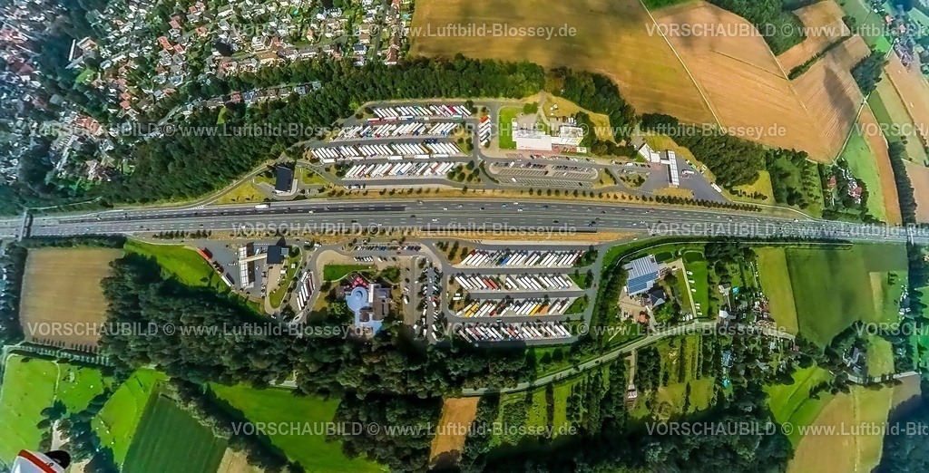 Hamm230990082 Raststaette Rhynern | Luftbild, Autobahn-Raststätte Rhynern an der Autobahn A2, Erdkugel, Fisheye Aufnahme, Fischaugen Aufnahme, 360 Grad Aufnahme, tiny world, Stadtbezirk Rhynern, Hamm, Ruhrgebiet, Nordrhein-Westfalen, Deutschland