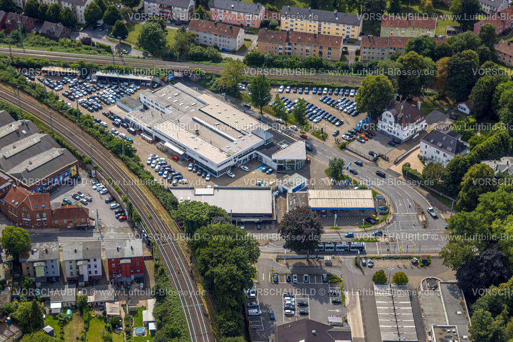 Witten250804857 | Luftbild, Auto-Zentrum Bernhard Ernst BMW, Crengeldanzstraße, Bahnlinie Witten-Dortmund und Bahnlinie Witten-Bochum mit Brücke Sprockhöveler Straße, Witten, Ruhrgebiet, Nordrhein-Westfalen, Deutschland