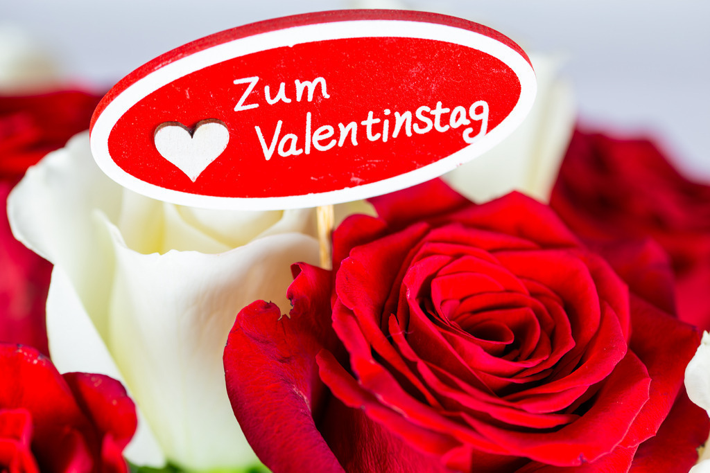 Valentinsgrüße: Herzliche Grüße zum Valentinstag mit einem Blumenstrauß mit weißen und roten Rosen | Valentinsgrüße: Herzliche Grüße zum Valentinstag mit einem Blumenstrauß mit weißen und roten Rosen - Realisiert mit Pictrs.com