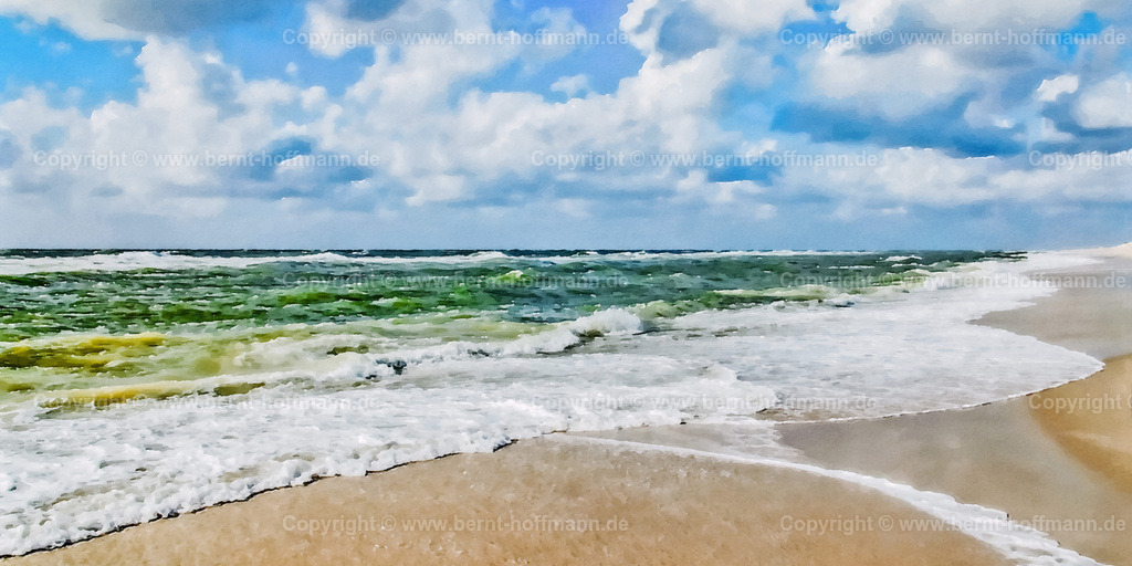 PDM2_7917_Meerblick_200x100 | DIGITALKUNST. Meerblick. __ Sandstrand mit Brandung durch Wind und Wellen. __ Seitenverhältnis = 2 zu 1 - Realisiert mit Pictrs.com