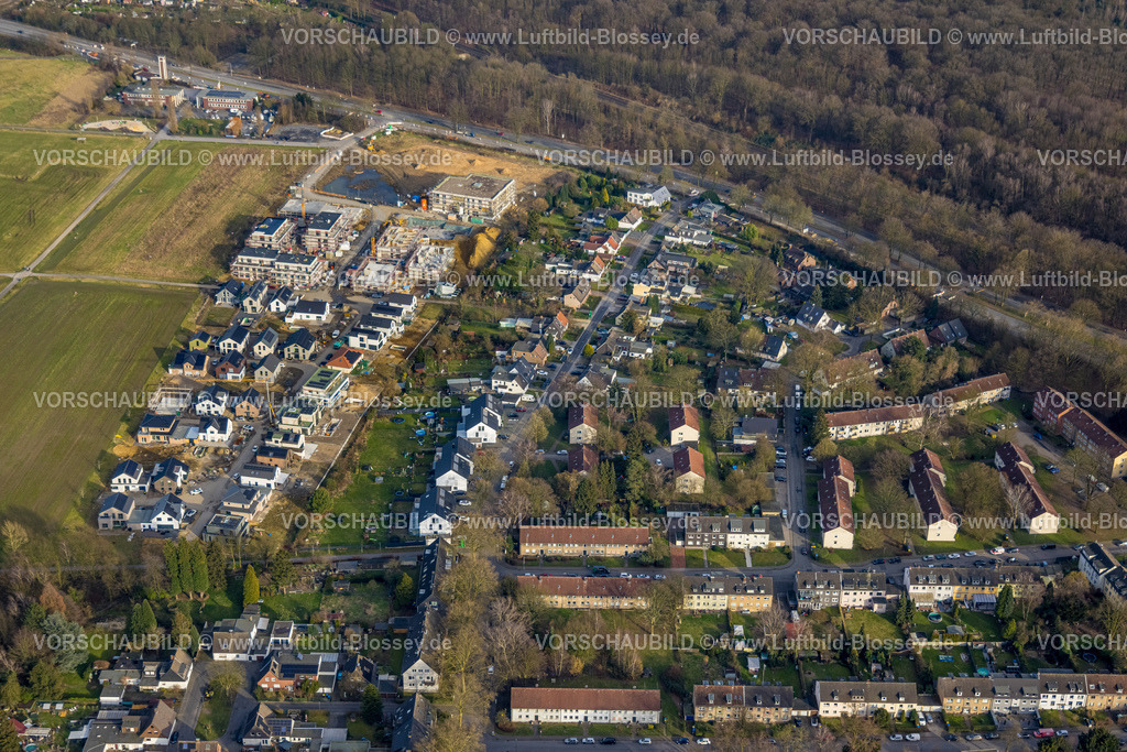 Gelsenkirchen250203287Nord | Luftbild, Baustelle und Neubaugebiet WohnSiedlung Am Glückauf Park Hassel â€“ Park des Wandels, Hassel, Gelsenkirchen, Ruhrgebiet, Nordrhein-Westfalen, Deutschland