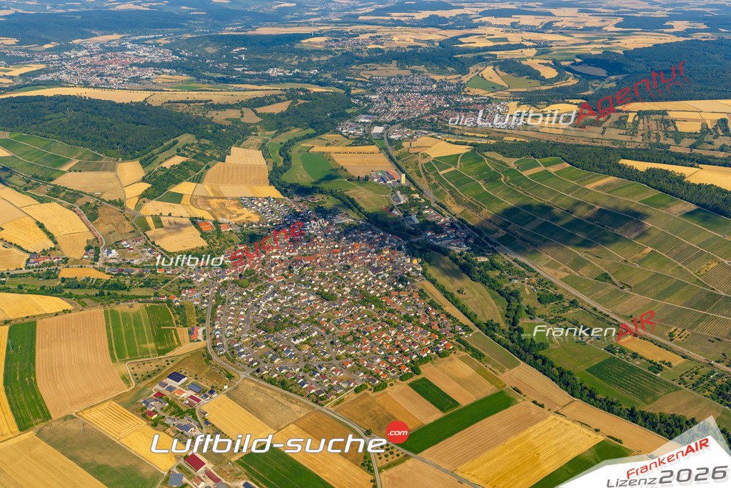 Das Luftbild zeigt : Markelsheim Bad Mergentheim - Die Luftaufnahme wurde 2023 vom UL-Flugzeug aus erstellt ( keine Drohne ) - Hochauflösende Luftaufnahme - Für grossformatige Ausdrucke geeignet. Die Geschenkidee !Mit Lizenz und Bildrechte bestellbar