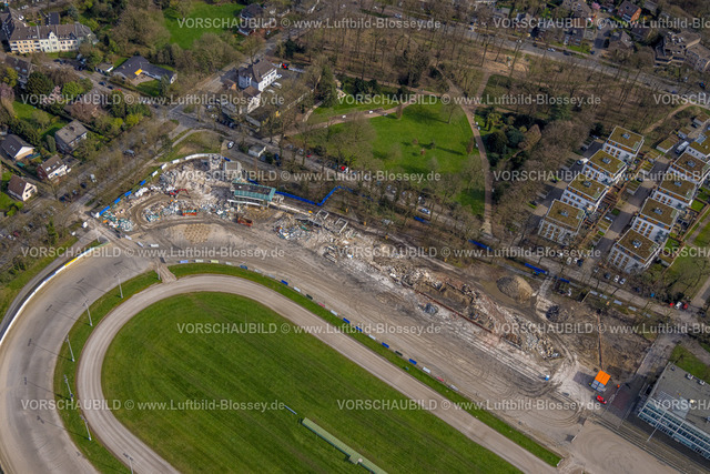 Dinslaken240308796 | Luftbild, Dinslaken Trabrennbahn, Baustelle mit Abriss der Tribüne, Neubau-Wohngebiet Bärenkampallee, Dinslaken, Nordrhein-Westfalen, Deutschland