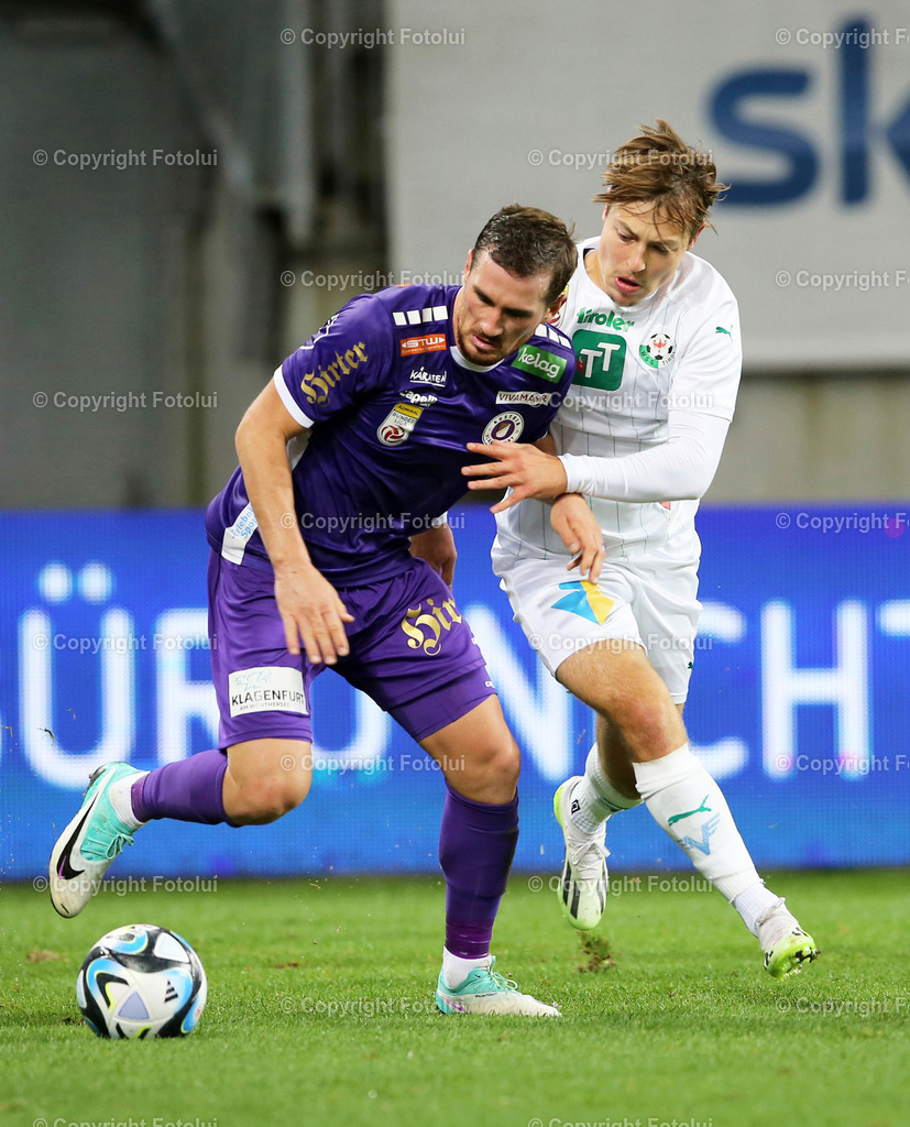 A_LUI_281023_16 | SPORT,FUSSBALL,ADMIRAL BUNDESLIGA AUSTRIA KLAGENFURT-WSG TIROL 28.10.2023
IM BILD: JOHANNES NASCHBERGER  (WSG) UND TURGAY GEMICIBASI  (KLAGENGURT)FOTO: FOTOLUI