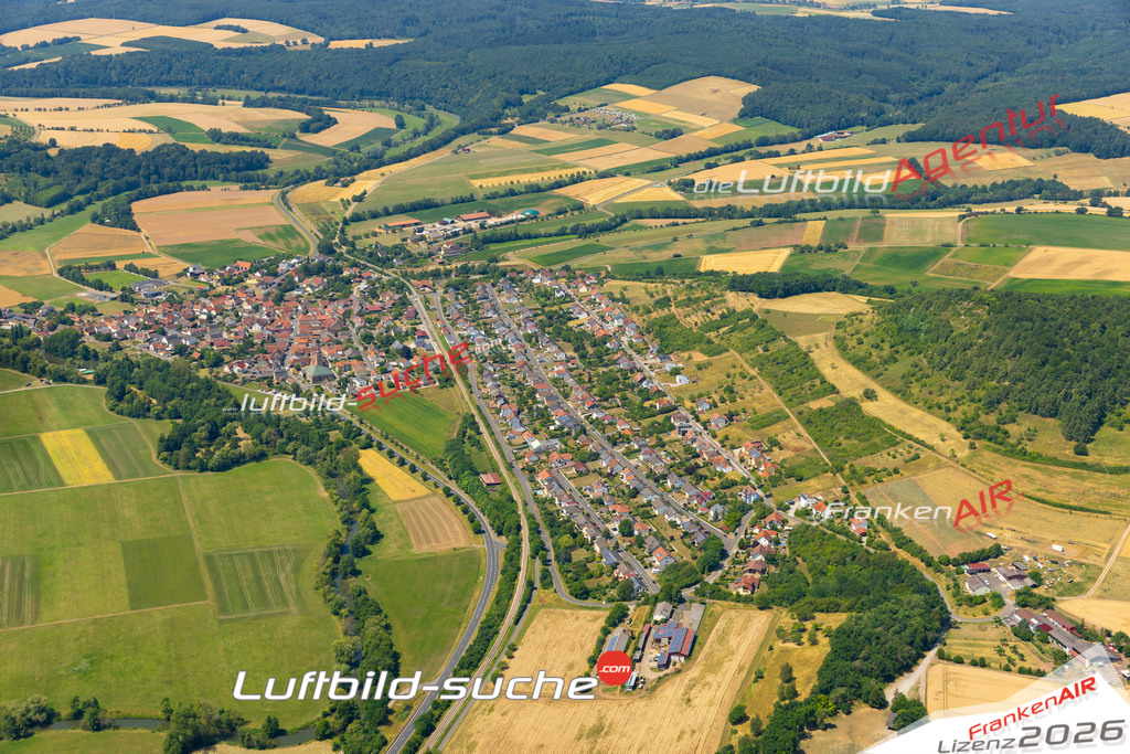 Das Luftbild zeigt : Diebach Hammelburg - Die Luftaufnahme wurde 2023 vom UL-Flugzeug aus erstellt ( keine Drohne ) - Hochauflösende Luftaufnahme - Für grossformatige Ausdrucke geeignet. Die Geschenkidee !Mit Lizenz und Bildrechte bestellbar