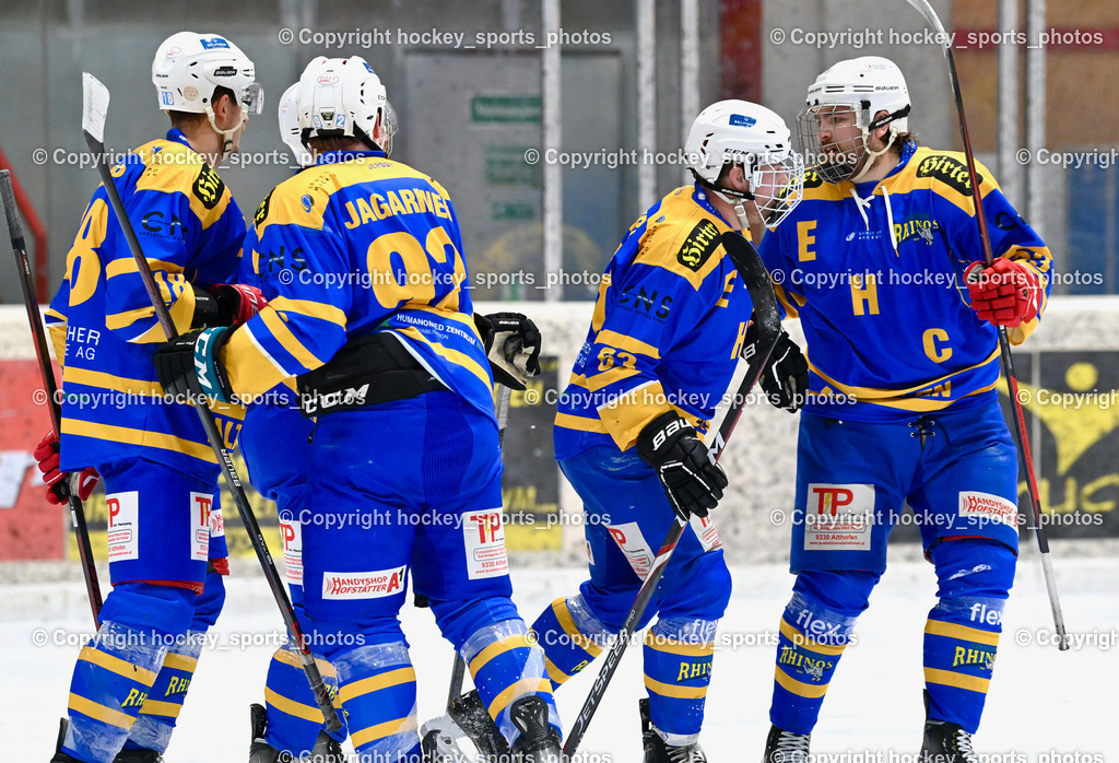 EC Spittal Hornets vs. EHC Althofen 6.1.2024 | Jubel EHC Althofen Mannschaft, #18 Isopp Maximilian, #92 Jagarinec Jakob, #63 Hammerle Simon, #23 Kurath
