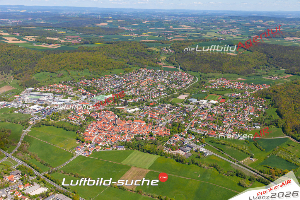 Das Luftbild der Stadt Ebern wurde 2019 vom Flugzeug heraus erstellt (keine Drohne) Aufnahmehöhe ca.400 Meter- hohe Auflösung- beste Druck-Qualität garantiert!