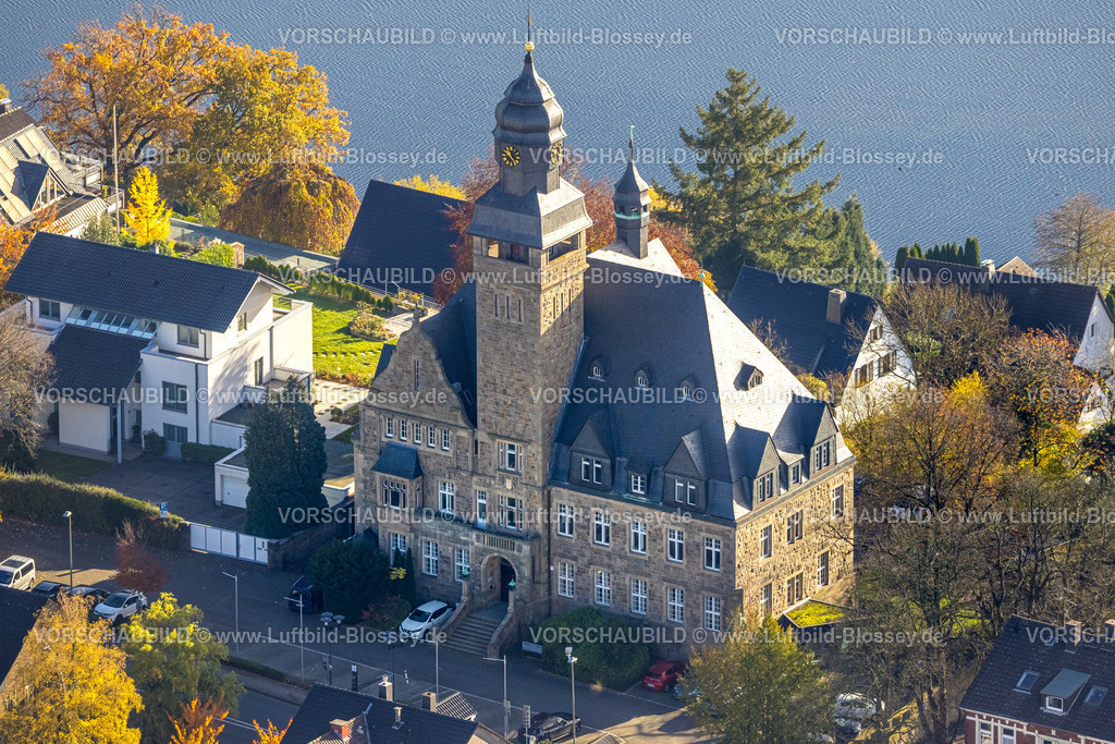 Wetter251104263 | Luftbild, Rathaus Stadtverwaltung Wetter (Ruhr)mit Turmuhr, herbstliche Bäume, Wetter, Ruhrgebiet, Nordrhein-Westfalen, Deutschland