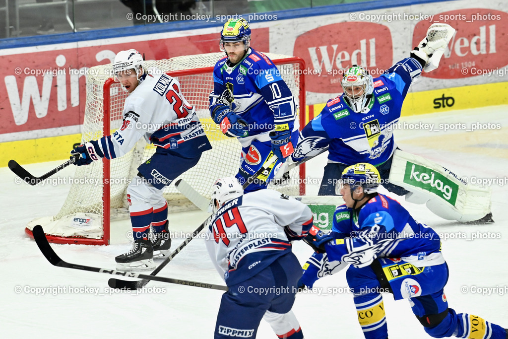 EC IDM Wärmepumpen VSV vs. Hydro Fehervar AV19  | #44 Berger Chase Hydro FEHERVAR, #78 MAXA Felix EC VSV, #26 Kulmala Rasmus HYDRO FEHERVAR, #10 VALLANT Thomas EC VSV, #1 LAMOUREUX Jean Philippe EC VSV, EC IDM Wärmepumpen VSV vs. Hydro Fehervar AV19 , EC IDM Wärmepumpen VSV vs. Hydro Fehervar AV19  am 01.01.2025 in Villach (Stadthalle Villach), Austria, (Photo by Bernd Stefan)