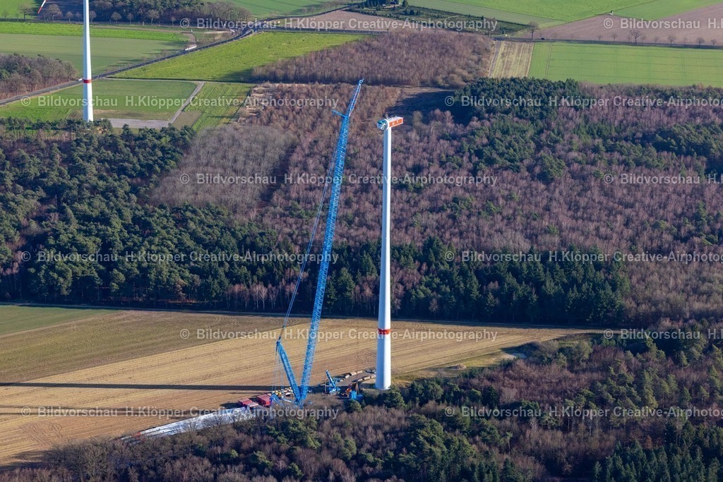 Luftbild Schwalmtal-8473 | Luftbildfotografie Baustelle zur Windrad- Turm Montage in Schwalmtal im Bundesland Nordrhein-Westfalen, Deutschland - Realisiert mit Pictrs.com