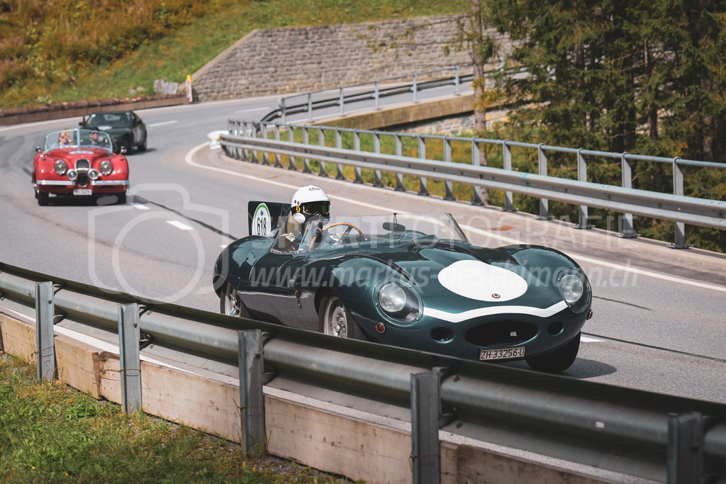 21. Arosa ClassicCar 2025 - 7. =September= 2025 | Moritz Wüst aus Dällikon (SUI) in einem Jaguar Type D Replica aus dem Jahre 1956 mit Startnummer 618 am Arosa ClassicCar 2025 in der Kategorie Demo..@arosaclassiccar, @arosa.official, #arosaclassiccar, #arosa, #76curves, #classiccarBild: Sportfotografie Markus Aeschimann | www.markus-aeschimann.ch - Realisiert mit Pictrs.com
