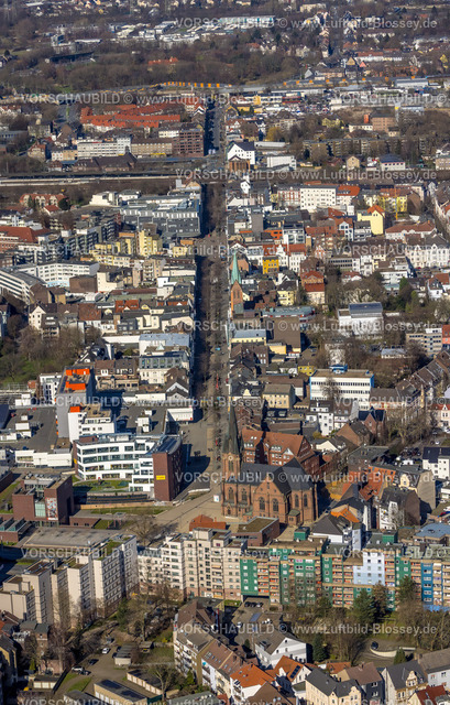 Herne230212147 | Luftbild, Neubau Europagarten und Europaplatz, Kreuzkirche und Bahnhofstraße, Herne-Mitte, Herne, Ruhrgebiet, Nordrhein-Westfalen, Deutschland
