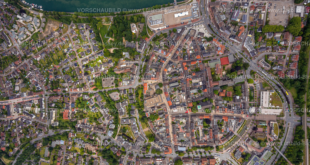 Dorsten220603320 | Luftbild, Altstadt, City mit kath. Kirche St. Agatha und Mercaden Dorsten Einkaufszentrum, Wallring, Dorsten, Ruhrgebiet, Nordrhein-Westfalen, Deutschland