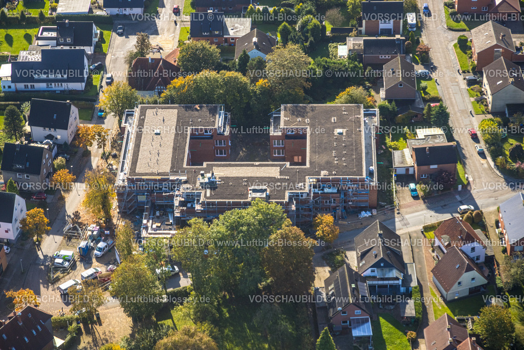 Selm241011410 | Luftbild, Baustelle Neubau Caritas Seniorenzentrum am Alten Markt, Zum Nierfeld, Bork, Selm, Münsterland, Nordrhein-Westfalen, Deutschland