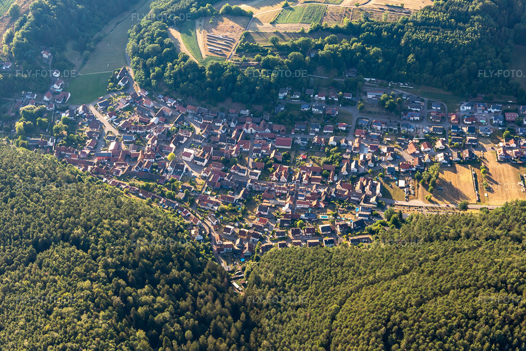 Luftbild:  in Vorderweidenthal im Bundesland Rheinland-Pfalz in Deutschland. – Foto: IMG_133629.jpg vom 18.07.2022 durch Werner Riehm/FLY-FOTO.de – Auflösung des Originals: 5472 x 3648 px – zwischen Reben, Bergen und Burgen - im herzen Europas