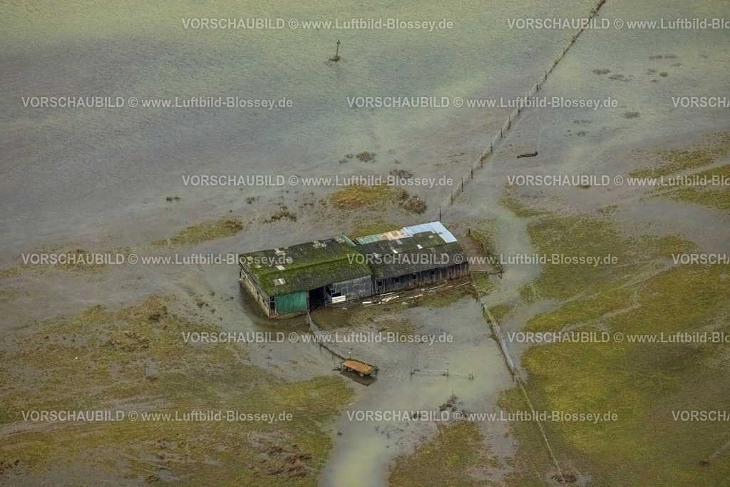 Witten231201858Ruhr-topaz | Luftbild, Ruhrhochwasser, Weihnachtshochwasser 2023, Fluss Ruhr tritt nach starken Regenfällen über die Ufer, Überschwemmungsgebiet Naturschutzgebiet Ruhraue Gedern mit Tierschutzhütten, Witten, Ruhrgebiet, Nordrhein-Westfalen, Deutschland