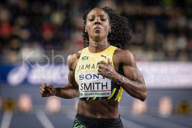 World Athletics Indoor Championships Kujawy Pomorze 26, 21.03.2026 | TORUN, POLAND - MARCH 21:  Jonielle SMITH (JAM) competes in the women's 60m 1st round during the World Athletics Indoor Championships Kujawy Pomorze 26 on day 2 / session 1 at Kujawsko-Pomorska Arena Torun on March 21, 2026 in Torun, Poland. 