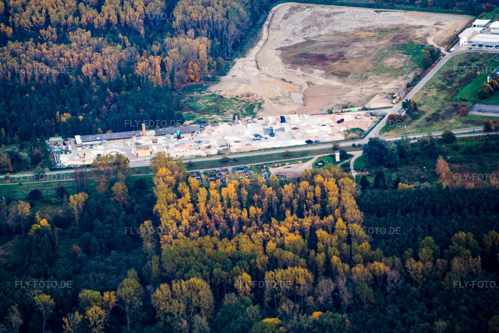 Luftbild: Graben-Neudorf, Fa. Gartenkies, Badische Terrazzo Handelsgesellschaft mbH Huttenheimer Landstraße 2-6 im Ortsteil Neudorf in Graben-Neudorf im Bundesland Baden-Württemberg in Deutschland. Foto: IMG_14151.jpg vom 12.10.2008 durch Werner Riehm/FLY-FOTO.de