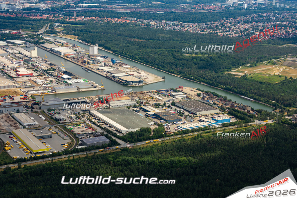 aktuelles Luftbild von Hafen  Nuernberg - Luftaufnahme wurde 2019 von https://frankenair.de mittels Flugzeug (keine Drohne) erstellt.