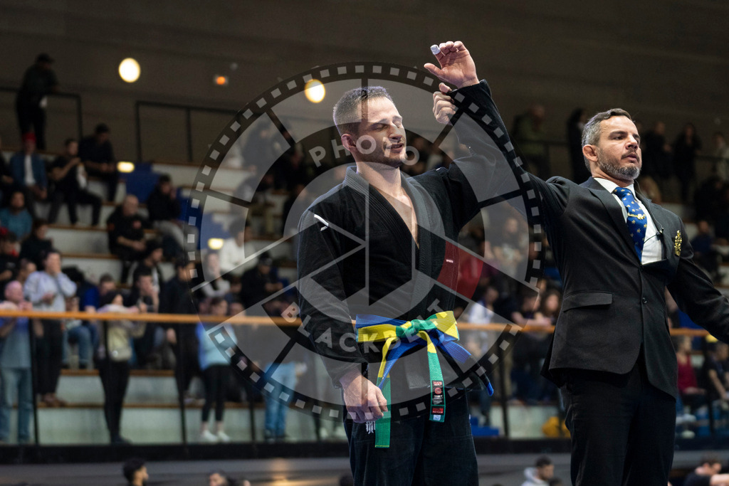 20240121PBB5200 | Fighters compete during the second day of the IBJJF European Championship in Paris, France, on January 21, 2024.