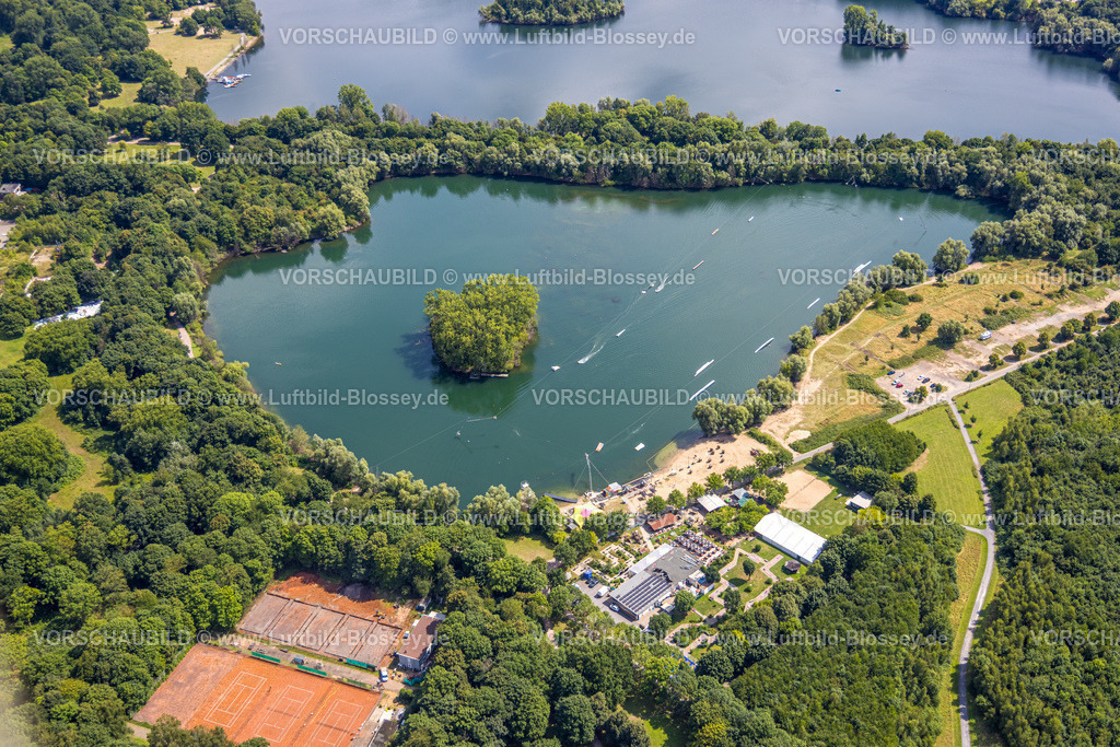 Duisburg250705040West | Luftbild, Toeppersee und Tegge mit Wasserski-Anlage und Freizeit-Anlage, Rumeln-Kaldenhausen, Duisburg, Ruhrgebiet, Nordrhein-Westfalen, Deutschland