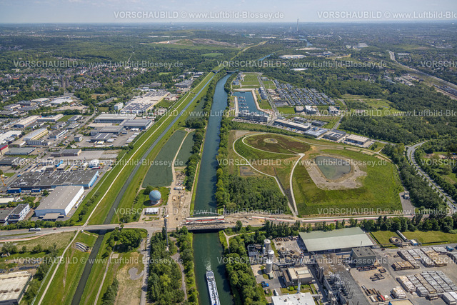 Gelsenkirchen230511066 | Luftbild, Parkanlage Uechtingstraße am Yachthafen Stölting Marina, Baustelle Brücke Rhein-Herne-Kanal am Yachthafen Stölting Marina, Rhein-Herne-Kanal, Bismarck, Gelsenkirchen, Ruhrgebiet, Nordrhein-Westfalen, Deutschland