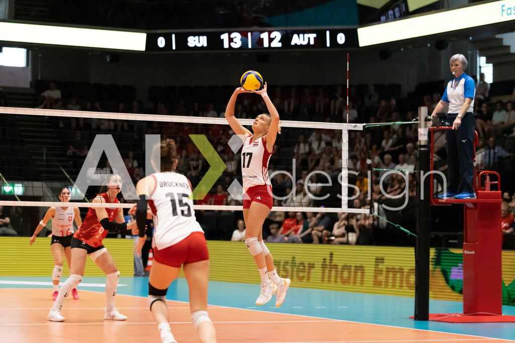 Austria v Switzerland - CEV European League Women | KRIENS, SWITZERLAND - JUNE 14: DANA SCHMIT of Austria during the CEV European League match between Austria and Switzerland at Pilatus Arena on June 14, 2026 in Kriens, Switzerland. - Realisiert mit Pictrs.com
