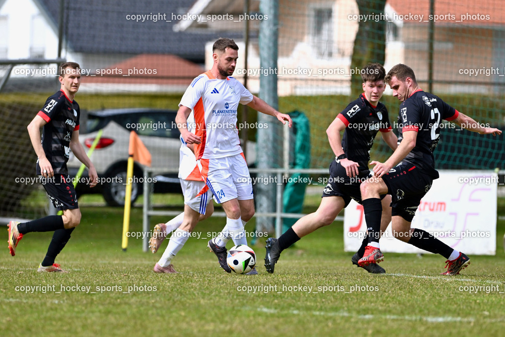 SV Rothenthurn vs. FC Dölsach | #24 Pascal Obergantschnig FC Dölsach, #16 Niklas Krobath SV Rothenthurn, #6 Yannick Finn Brandner SV Rothenthurn, #27 Thomas Walker SV Rothenthurn, SV Rothenthurn vs. FC Dölsach, SV Rothenthurn vs. FC Dölsach am 04.04.2026 in Rothenthurn (Sportplatz Rothenthurn), Austria, (Photo by Bernd Stefan)