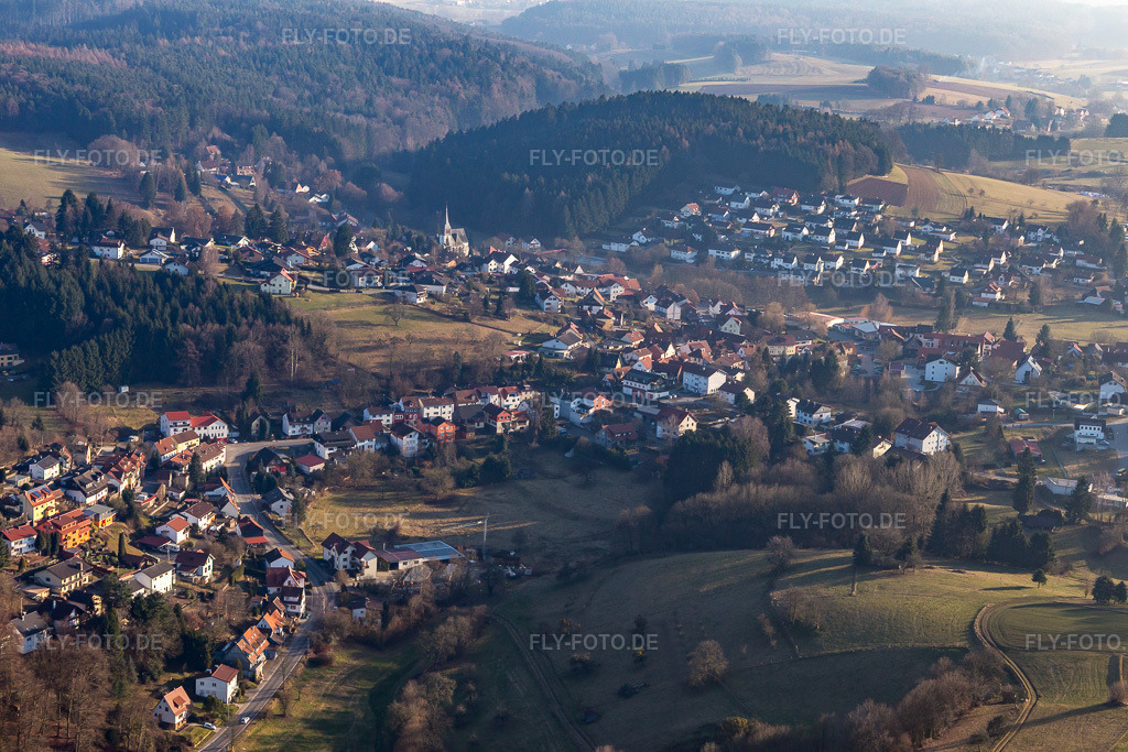Luftbild: Ortsansicht von Norden im Ortsteil Hammelbach in Grasellenbach im Bundesland Hessen in Deutschland. Foto: IMG_096663.jpg vom 14.02.2017 durch Werner Riehm/FLY-FOTO.de