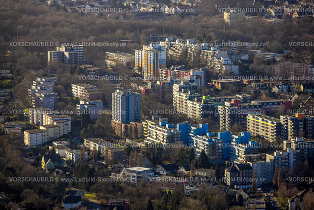 Bochum240103568 | Luftbild, Hochhäuser Gropiusweg und Semperstraße, Querenburg, Bochum, Ruhrgebiet, Nordrhein-Westfalen, Deutschland