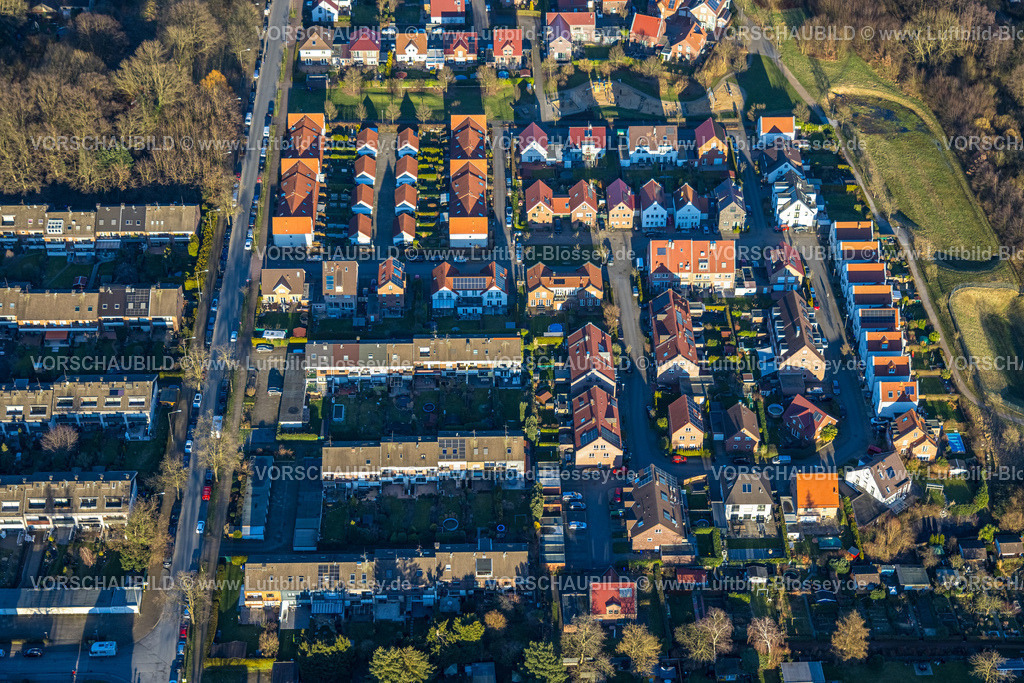 Gladbeck240108265 | Luftbild, Reihenhäuser Wohnsiedlung an der Wielandstraße, Schriftsteller-Siedlung, Butendorf, Gladbeck, Ruhrgebiet, Nordrhein-Westfalen, Deutschland