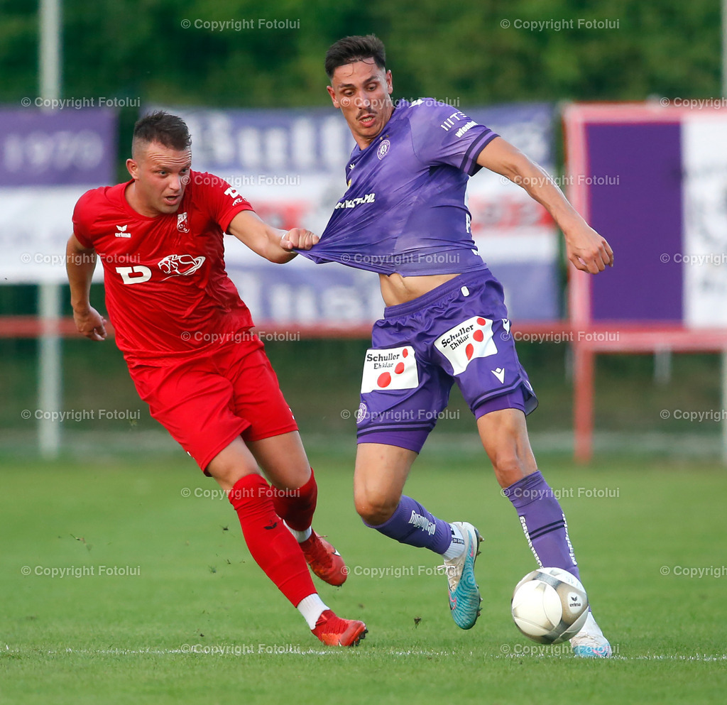 A_LUI_280824_23 | SPORT FUSSBALL UNIQA OEFB CUP 2024 2.RUNDE ASKOE OEDT-WIENER AUSTRIA 28.08.2024 IM BILD: NENAD VIDACKOVIC (OEDT) UND TIN PLAVOTIC (AUSTRIA) FOTO:FOTOLUI