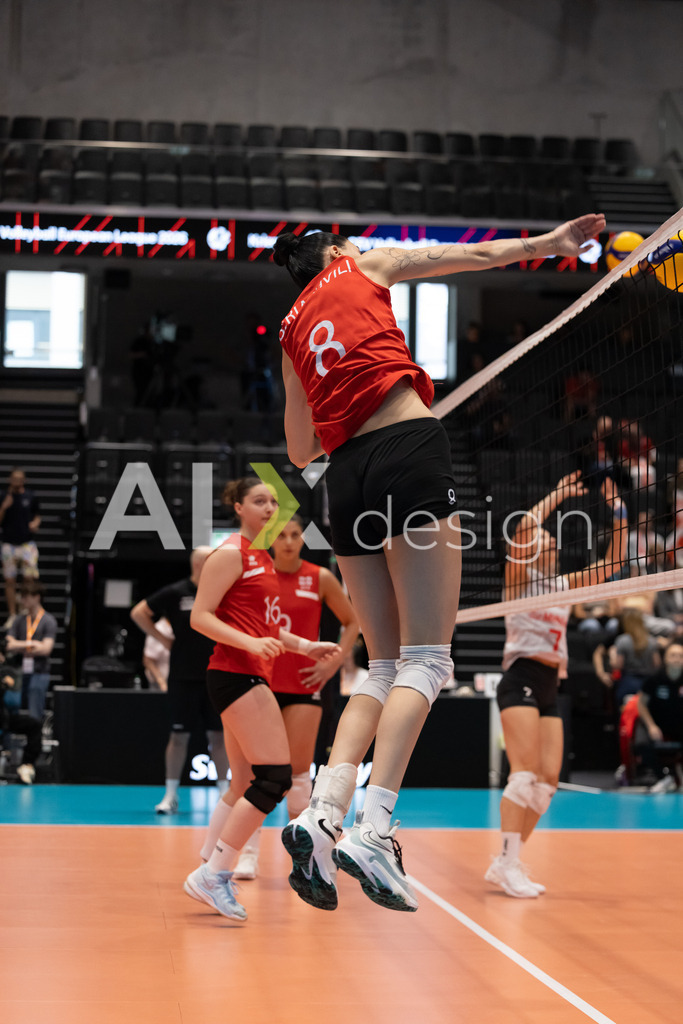 Georgia v Switzerland - CEV European League Women | KRIENS, SWITZERLAND - JUNE 12: MARIAM BERIASHVILI of Georgia during the CEV European League match between Georgia and Switzerland at Pilatus Arena on June 12, 2026 in Kriens, Switzerland. - Realisiert mit Pictrs.com
