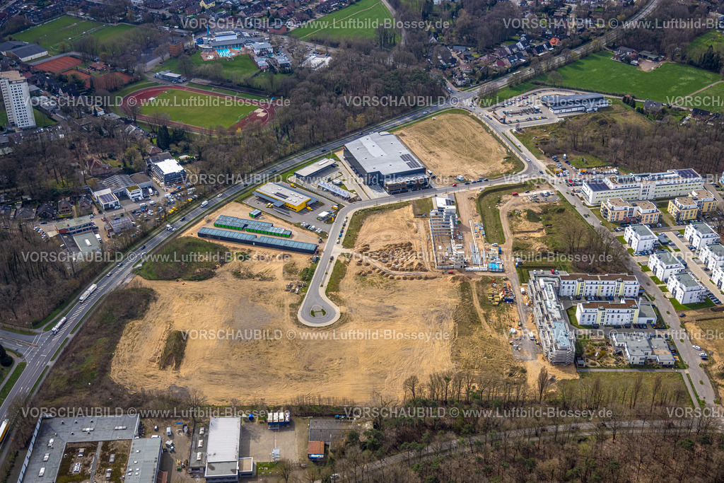 Emmerich230300154 | Luftbild, Baugebiet Georg-Elser-Straße, neues Wohngebiet und Mona Gewerbepark, ehemalige Moritz-von-Nassau-Kaserne, Emmerich, Emmerich am Rhein, Niederrhein, Nordrhein-Westfalen, Deutschland