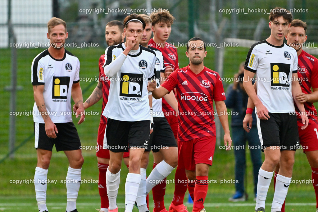 SV Spittal 1921 vs. SV St. Jakob  | #44 Miha Kostanjsek SV Spittal, #6 Tristan Brükk SV Spittal, #32 Marco Koller St.Jakob, #5 Florian Rappitsch St.Jakob, #9 Samuel Müllmann SV Spittal, SV Spittal 1921 vs. SV St. Jakob , SV Spittal 1921 vs. SV St. Jakob  am 20.09.2024 in Spittal an der Drau (Goldeck Stadion), Austria, (Photo by Bernd Stefan)