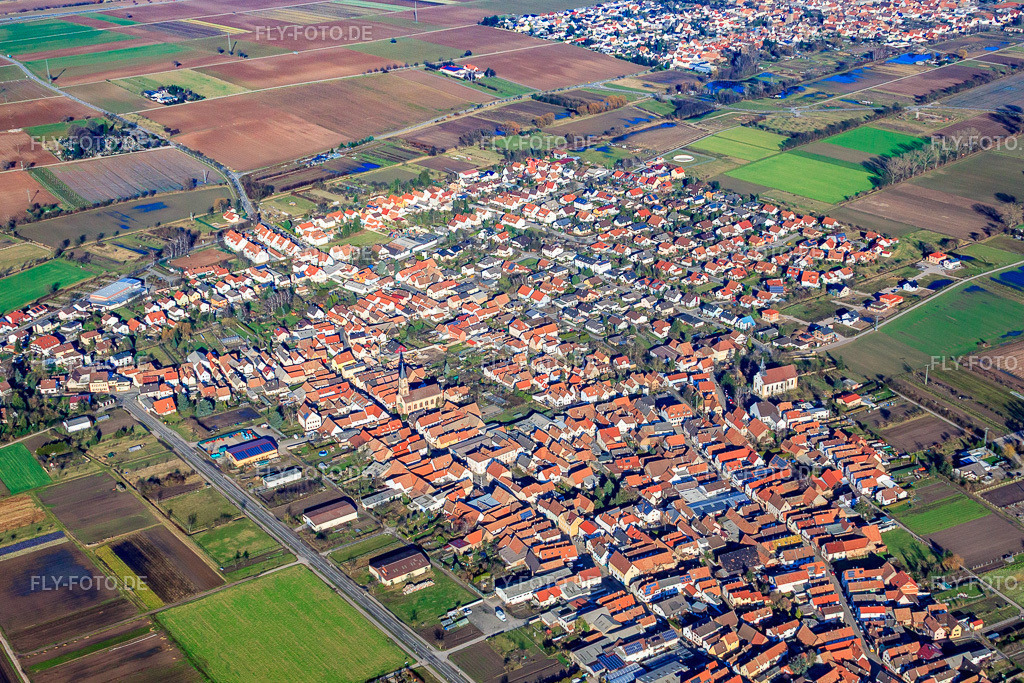 Ortsansicht von Südwesten | Luftbild: Ortsansicht von Südwesten in Zeiskam im Bundesland Rheinland-Pfalz in Deutschland. Foto: IMG_36994.jpg vom 16.01.2011 durch Werner Riehm/FLY-FOTO.de - Realisiert mit Pictrs.com