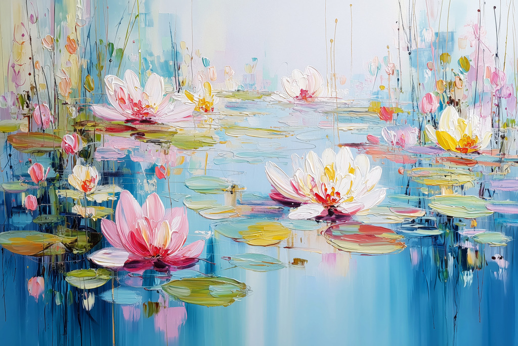 2507037 - Seerosenteich | Bestelle dieses Seerosengemälde als hochwertigen Kunstdruck, z.B. auf Leinwand oder hinter Acrylglas in vielen Größen und Ausführungen.