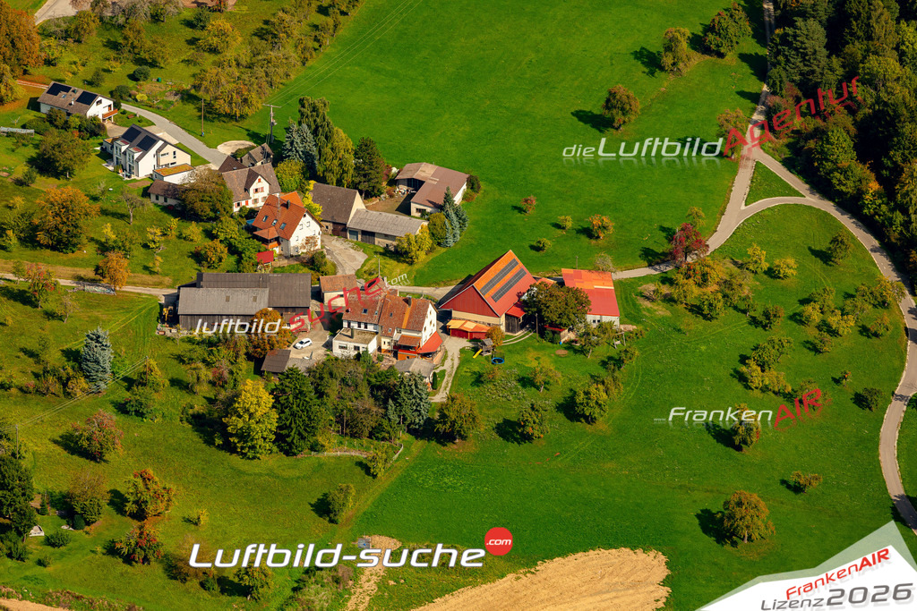 Luftaufnahme Frohnfalls Mainhardt - Die Luftaufnahme wurde 2025 vom UL-Flugzeug heraus erstellt ( keine Drohne ) - Hochauflösende Luftaufnahme - für professionelle Ausdrucke geeignet. Die Geschenkidee !Mit Lizenz und Bildrechte bestellbar