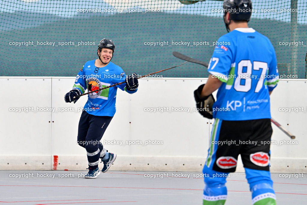SV ASKÖ Ballhockey Villach vs. Ultras Spittal | #13 Scharf Nikolas SV ASKÖ Ballhockey, #87 Heu Marco SV ASKÖ Ballhockey, SV ASKÖ Ballhockey Villach vs. Ultras Spittal, SV ASKÖ Ballhockey Villach vs. Ultras Spittal am 10.05.2026 in Villach (Alpen Arena ), Austria, (Photo by Bernd Stefan)