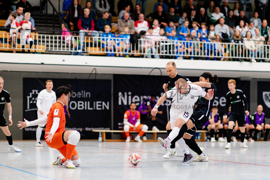 Futsal-Bundesliga, Saison 2025/26, 16. Spieltag: SC Preußen Münster - Futsal Panthers Köln | Münster, 28.02.2026: Futsal-Bundesliga, 16. Spieltag, SC Preußen Münster gegen Futsal Panthers Köln in der Universitäts-Sporthalle in Münster. Foto: sportfotografie.ms | Markus Paletta - Realisiert mit Pictrs.com