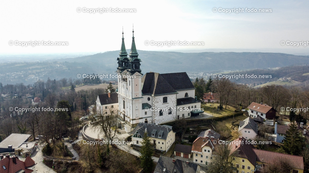 Poestlingberg Linz_ Drohne_ 09.03.2021-10 | 09.03.2021, Pöstlingberg, AUT, Pöstlingberg, Pöstlingbergkirche, Wallfahrtsbasilika, Wahrzeichen, Linz, im Bild Poestlingbergkirche, Pöstlingbergkirche, Wallfahrtsbasilika, Wahrzeichen, Drohne, Kirche, Gebäude