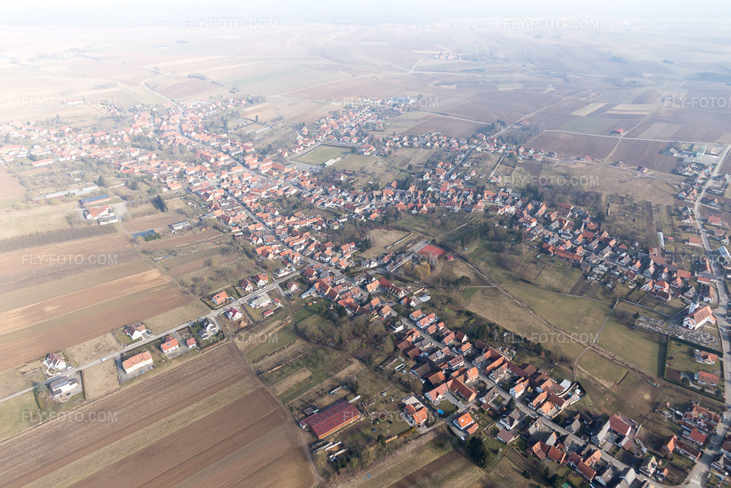 Aerial view: View of the town in Seebach in the state Bas-Rhin, France.Photo: IMG_096906.jpg taken on 02/19/2017 by Werner Riehm/FLY-FOTO.comResolution of the original: 5472 x 3648 px