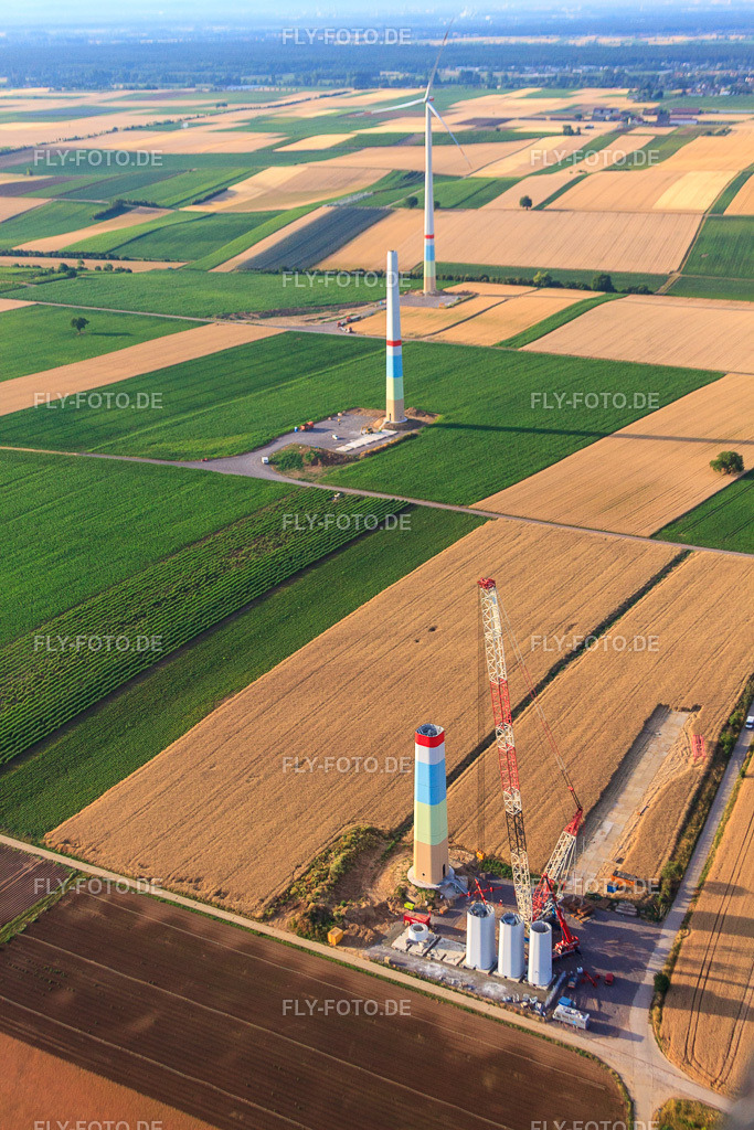 Windparkbaustellen | Luftbild: Windparkbaustellen in Offenbach an der Queich im Bundesland Rheinland-Pfalz in Deutschland. Foto: IMG_69701.jpg vom 04.07.2014 durch Werner Riehm/FLY-FOTO.de - Realisiert mit Pictrs.com
