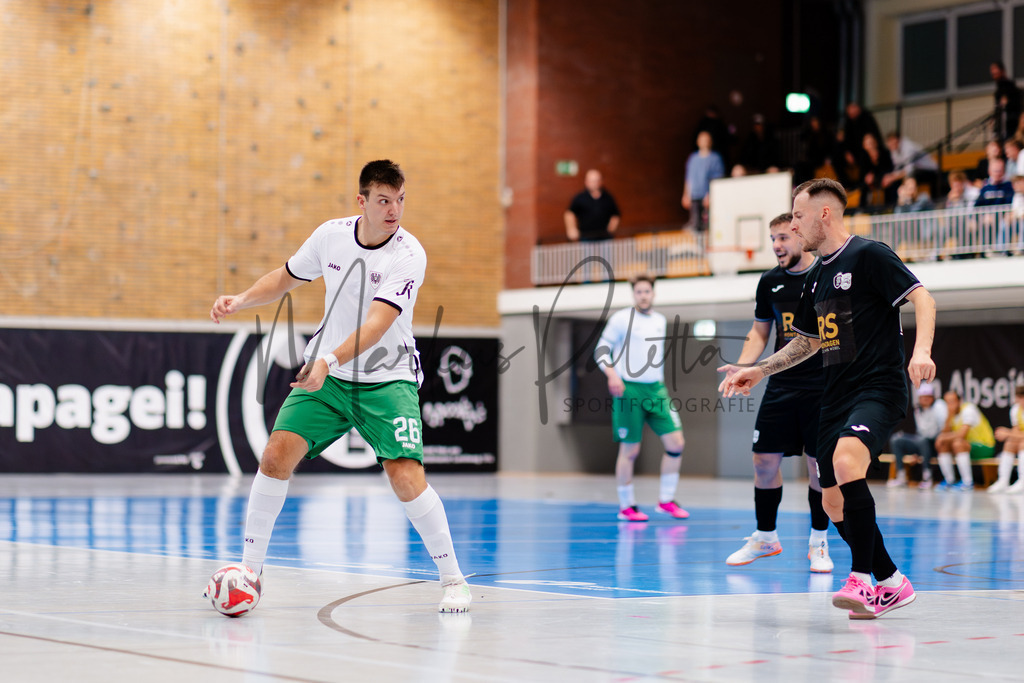 Futsal-Bundesliga, Saison 2025/2026, 9. Spieltag: SC Preußen Münster - YB Balkan Pfarrkirchen | Futsal-Bundesliga, Saison 2025/2026, 9. Spieltag, SC Preußen Münster empfängt YB Balkan Pfarrkirchen in der Universitäts-Sporthalle in Münster. Foto: sportfotografie.ms | Markus Paletta - Realisiert mit Pictrs.com