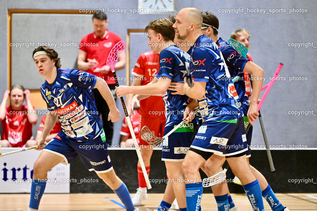 KAC Floorball vs. VSV Unihockey | #27 Lukas Florianschitz VSV Unihockey, #13 Jan Sláma VSV Unihockey, #59 Nino Forelli VSV Unihockey, KAC Floorball vs. VSV Unihockey, KAC Floorball vs. VSV Unihockey am 21.03.2026 in Klagenfurt (Ballspielhalle Waidmannsdorf), Austria, (Photo by Bernd Stefan)