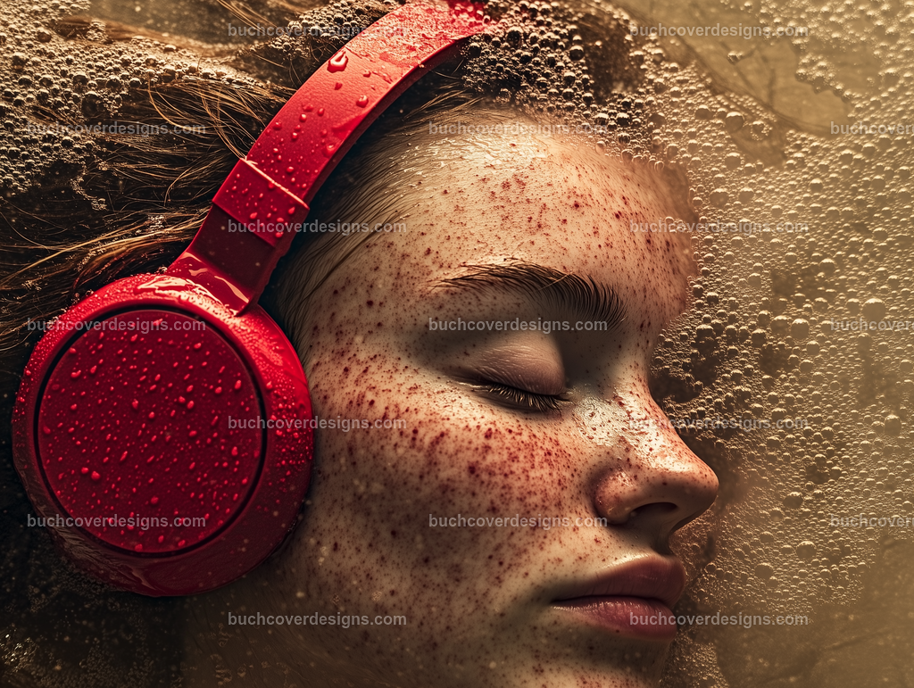 Gesicht einer Frau mit Kopfhörer (93) | girl face with freckles ,pink colored hairs spread over the surface of the image, with a red headphone, under a shower- studio light - vivid colors - high detail - realistic - photo --chaos 5 --ar 4:3 --stylize 50 --weird 100 --v 6.1 Job ID: 3170ebf4-c5b2-4ad1-ad66-48886df84be7