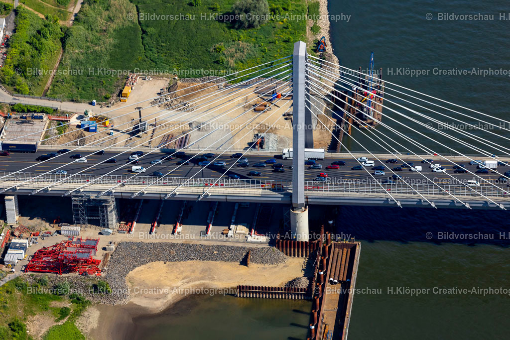 Luftbild Leverkusen-3443 | Luftbildfotografie und Luftbild Luftbild Baustelle zum Sanierung und Instandsetzung des Autobahn- Brückenbauwerk " Leverkusener Rheinbrücke " in Leverkusen im Bundesland Nordrhein-Westfalen, Deutschland - Realisiert mit Pictrs.com