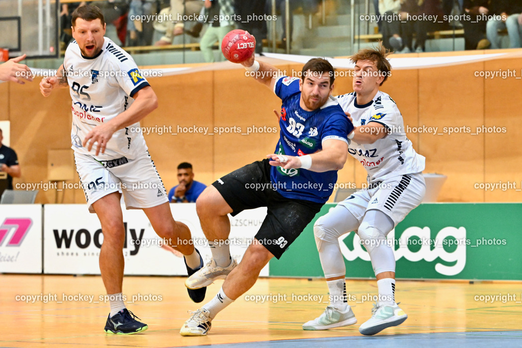 SC Ferlach vs. roomz JAGS Vöslau | #95 KIRVELIAVICIUS Romas roomz JAGS Vöslau, #93 Nosan Blaz SC Ferlach, #77 PELECHENKO Victor roomz JAGS Vöslau, SC Ferlach vs. roomz JAGS Vöslau, SC Ferlach vs. roomz JAGS Vöslau am 08.11.2025 in Ferlach (Ballspielhalle Ferlach), Austria, (Photo by Bernd Stefan)